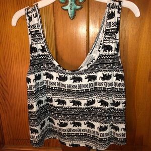 Very cute black and white elephant tank top